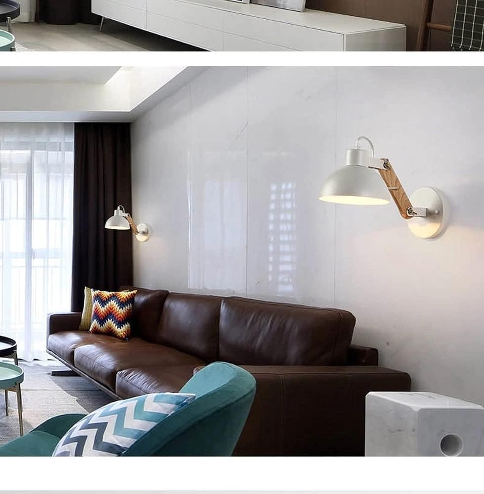 Solid Wood Metal Wall Lamp White C4871