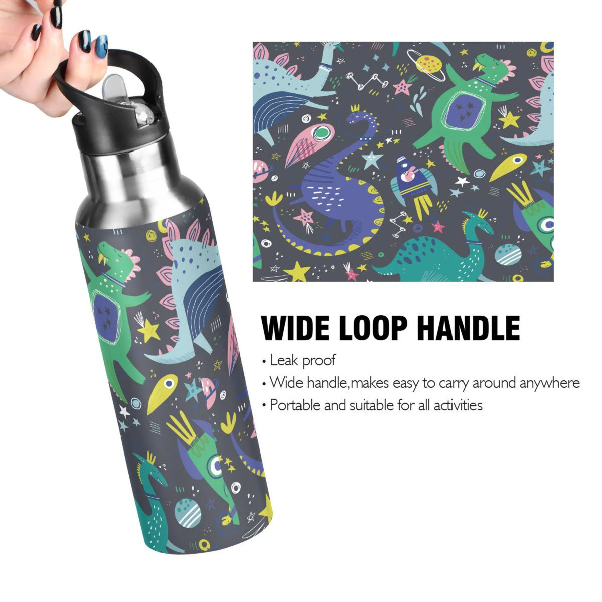 Stainless Steel Insulated Thermos Vacuum Flask Water Bottle with Straw Lid K8453