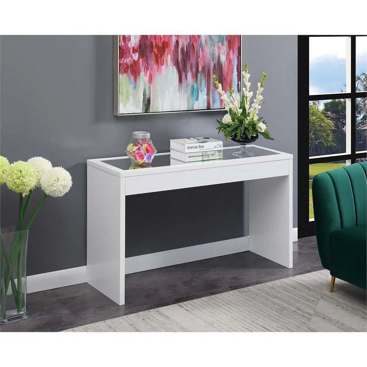 White Mirrored Console Table W165