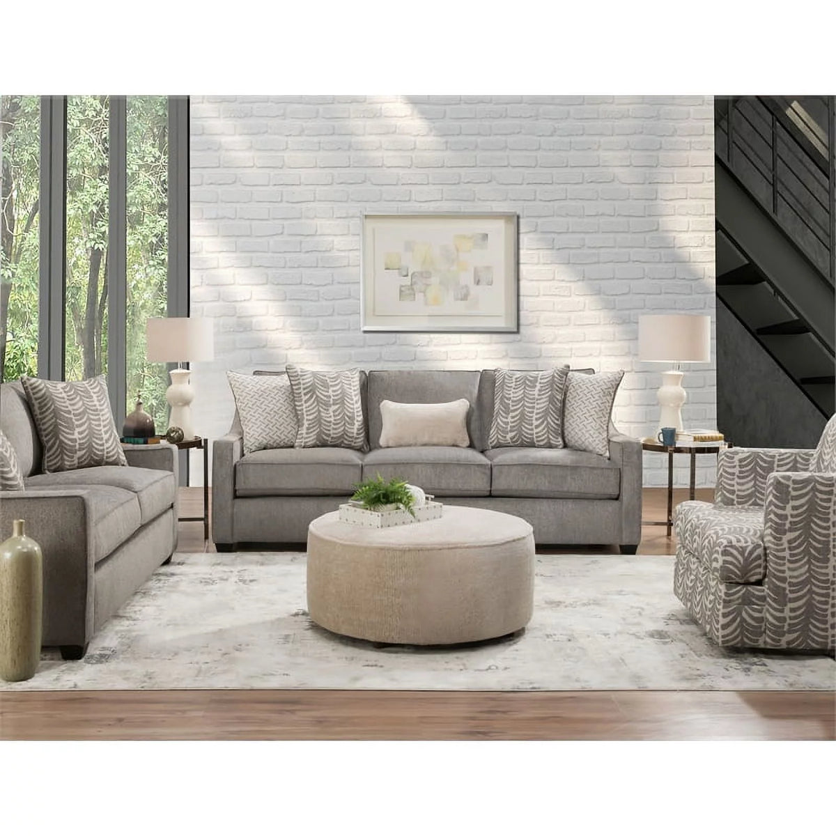Gray Fabric Sofa Y825