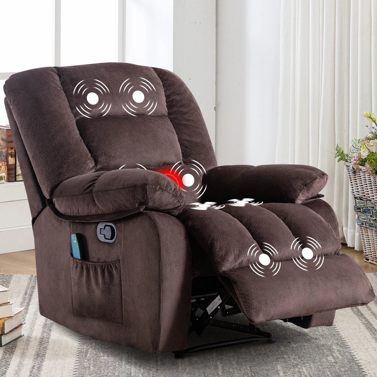 Brown Fabric Manual Recliner Chair K684