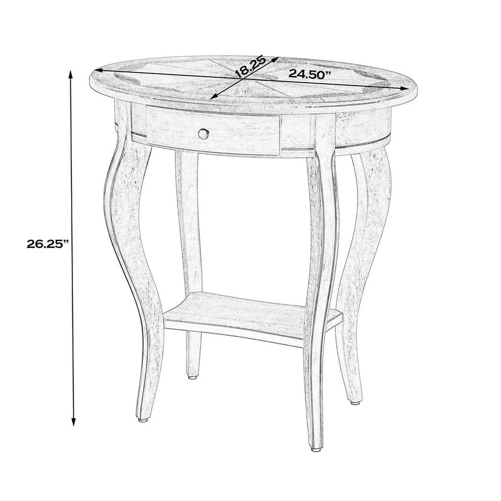 Oval Wood Accent Table in Antique Beige Set of 2 A395761