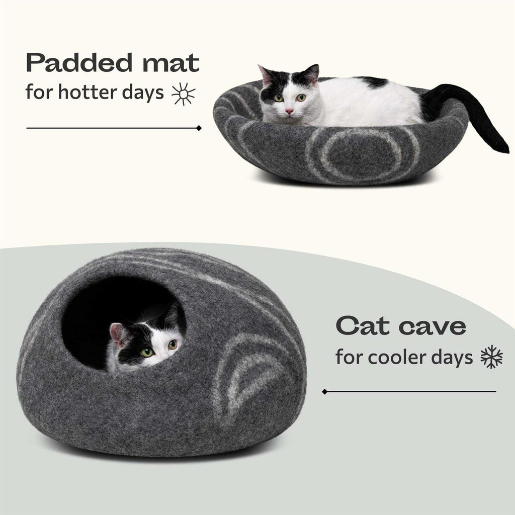 Felt Cat Bed Cave 100% Merino Wool V305018
