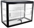 Black Aluminum Display Table Top Tempered Glass Show Case with Sliding Glass Doors and Lock E216