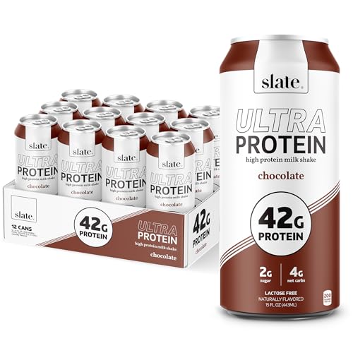 Chocolate High Protein Shake, 42g Protein, 2g Sugar, 200 Calories, 4g Net Carbs, Lactose Free, 15 fl oz, 12 Cans D2340