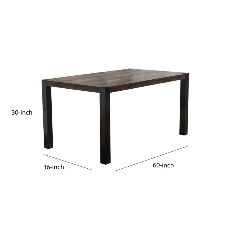 60 Inch Two Tone Dining Table with Block Legs J50782