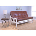 Rustic Ranch Futon Frame Antique White Finish Saddle Mattress P31750