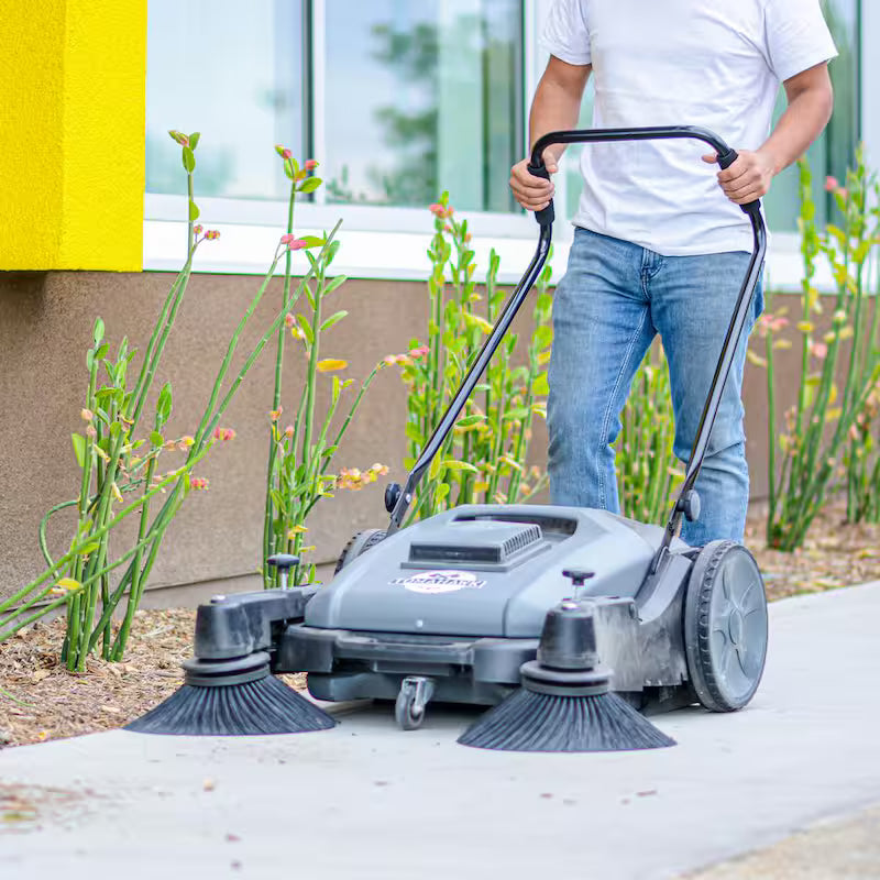 38 in. Walk Behind Push Sweeper with Triple Power Brooms T39789