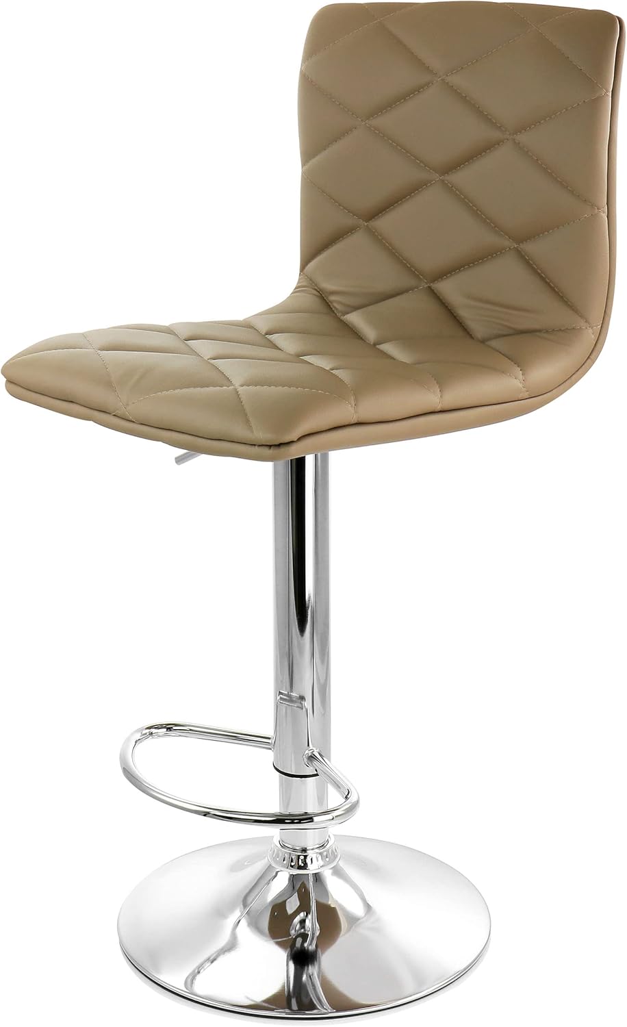 2 Piece Adjustable Faux Leather Bar Stool in Camel with Chrome Base F77883