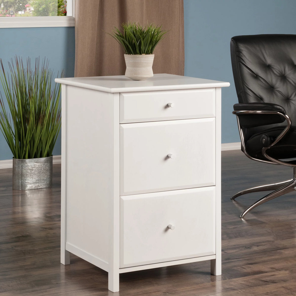 White Wood File Cabinet Z424