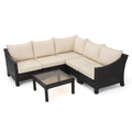 Multibrown and Beige 5 Seater Wicker Sectional Sofa Set with Cushions C57235