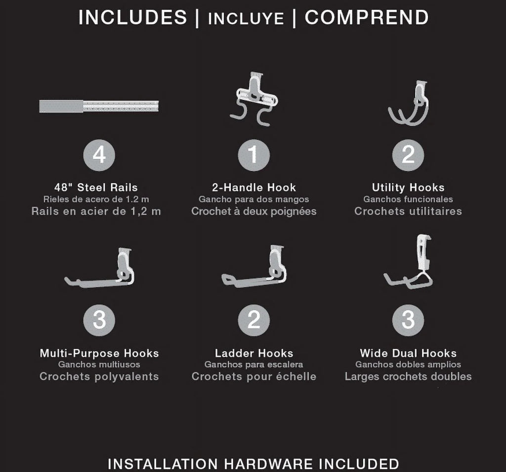 15-Piece Garage Storage Rail Organization System G389