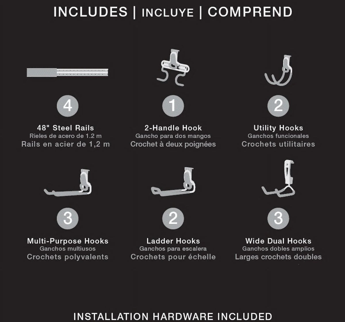 15-Piece Garage Storage Rail Organization System G389