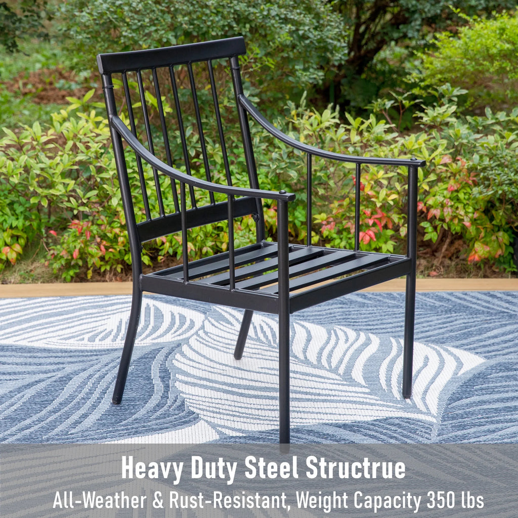 5-Piece Outdoor Dining Set with Cushioned Armchairs & Square Table O631