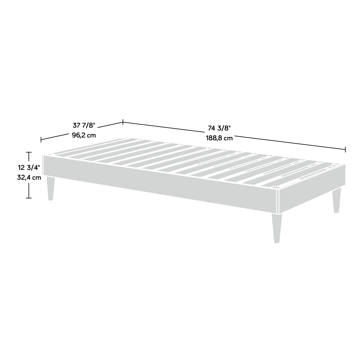 Twin-Size Solid Wood Platform Bed S71370