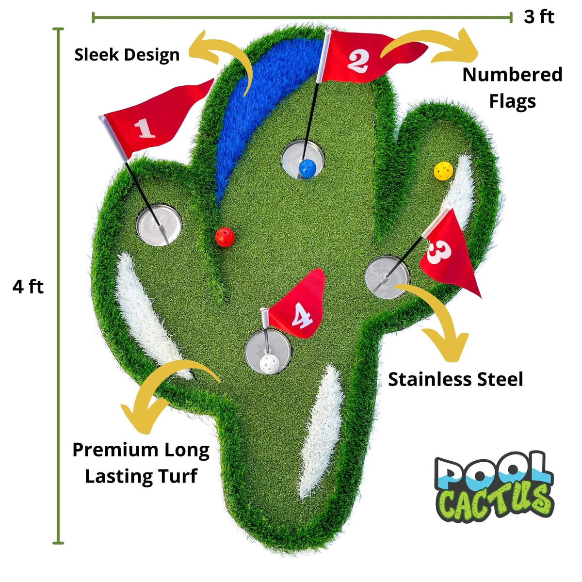 Floating Golf Green with 60 Multi Colored Floating Golf Balls E582991