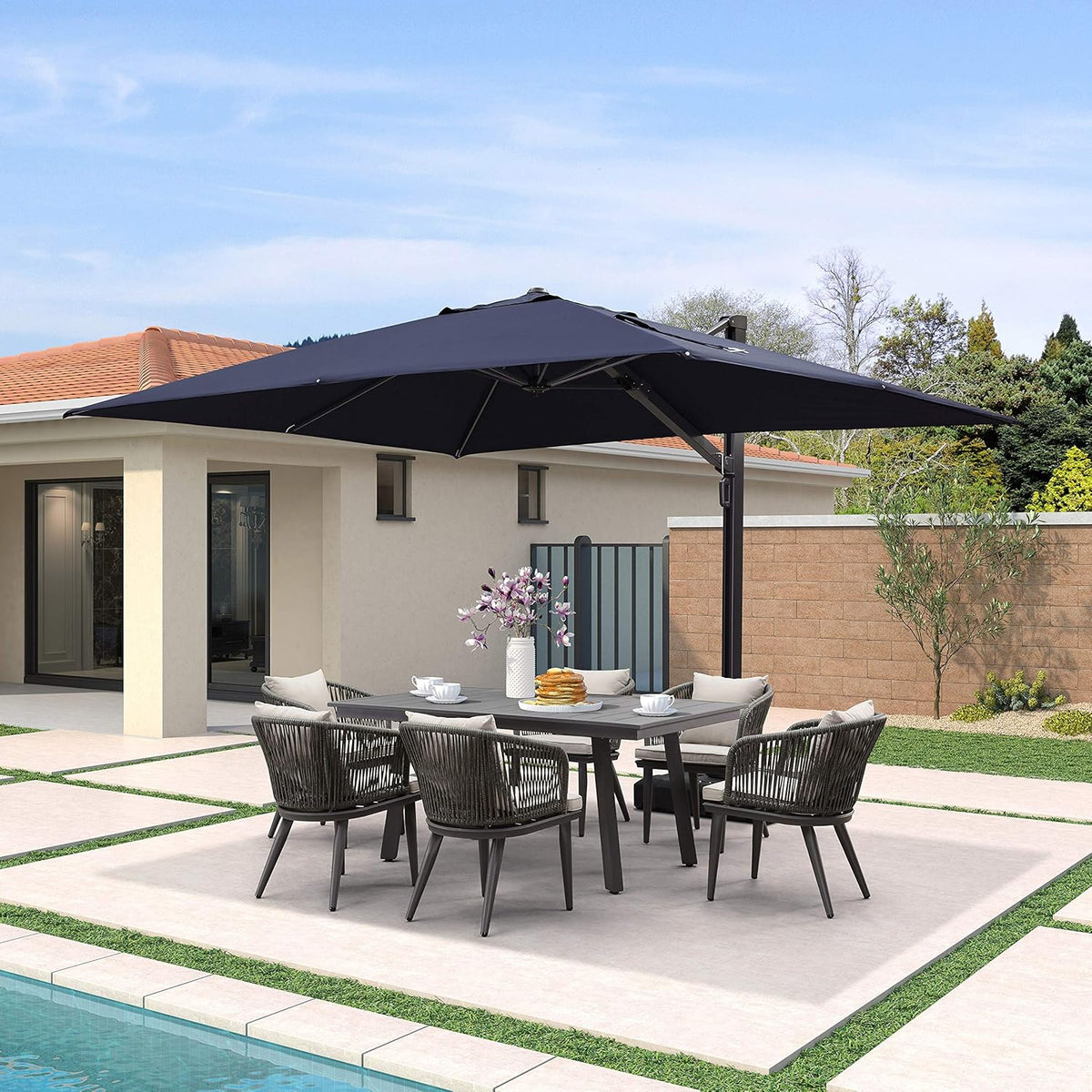 10 FT Square Aluminum Cantilever Patio Umbrella C3908