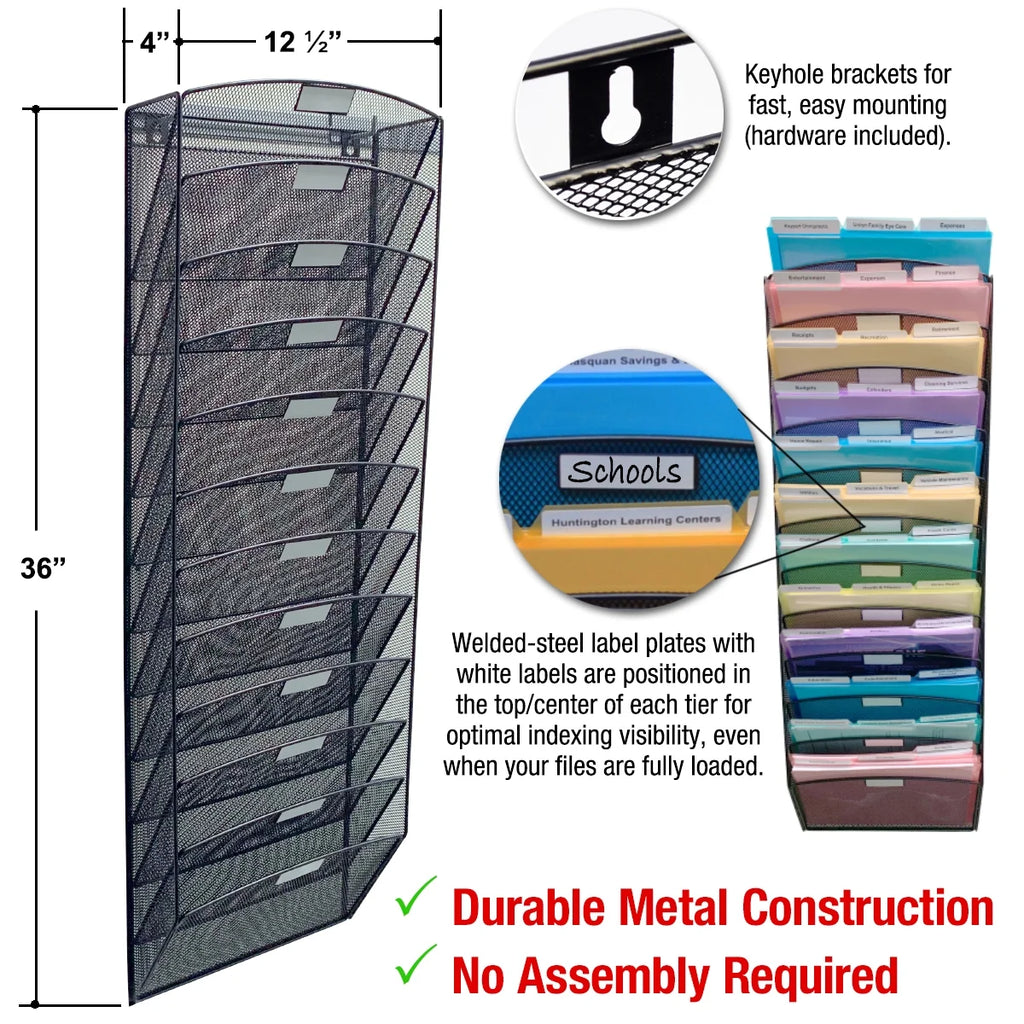 12 Tier Mesh Wall File Organizer Z21251