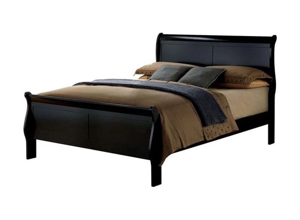 Black Eastern King Size Solidwood Sleigh Bed C7067