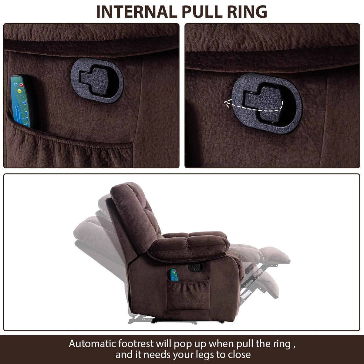 Brown Fabric Manual Recliner Chair K684