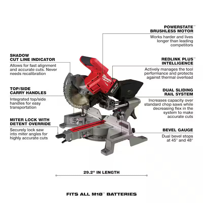 18V Cordless 7-1/4 in. Dual Bevel Sliding Compound Miter Saw Kit M788