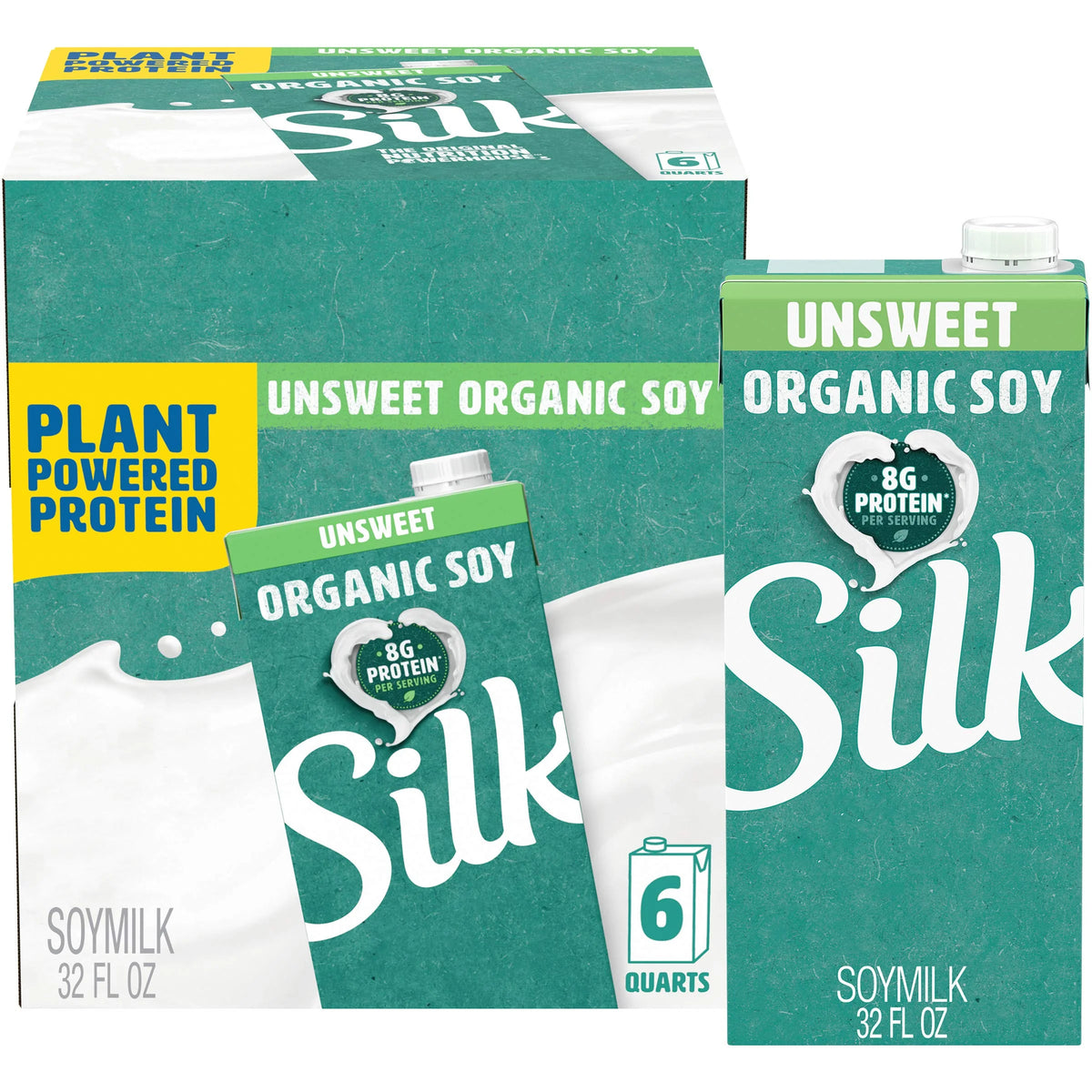 Organic Unsweetened Soy Milk 32 Fl Oz (Pack Of 6) G9708