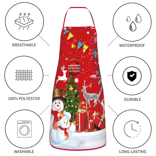 2Pcs Christmas Tree Snowman Kitchen Cooking Aprons M5203