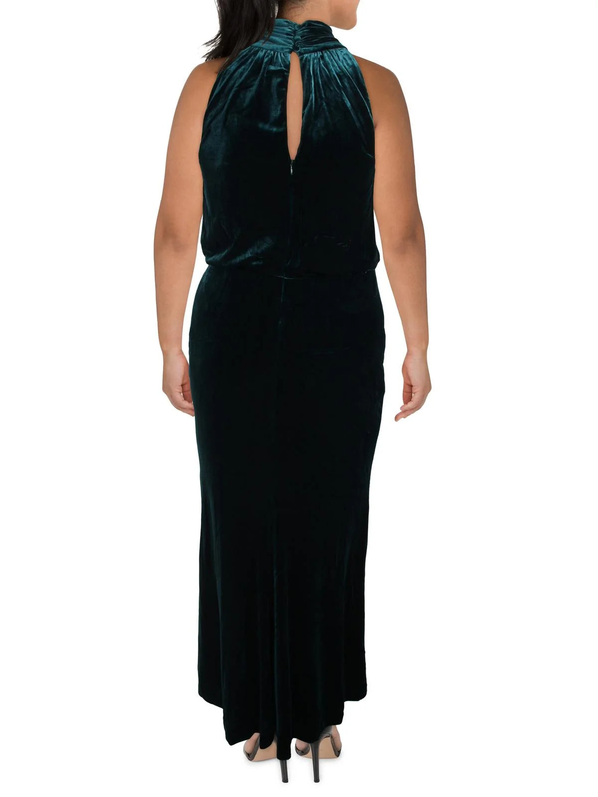 Velvet Mock Neck Evening Dress V6404