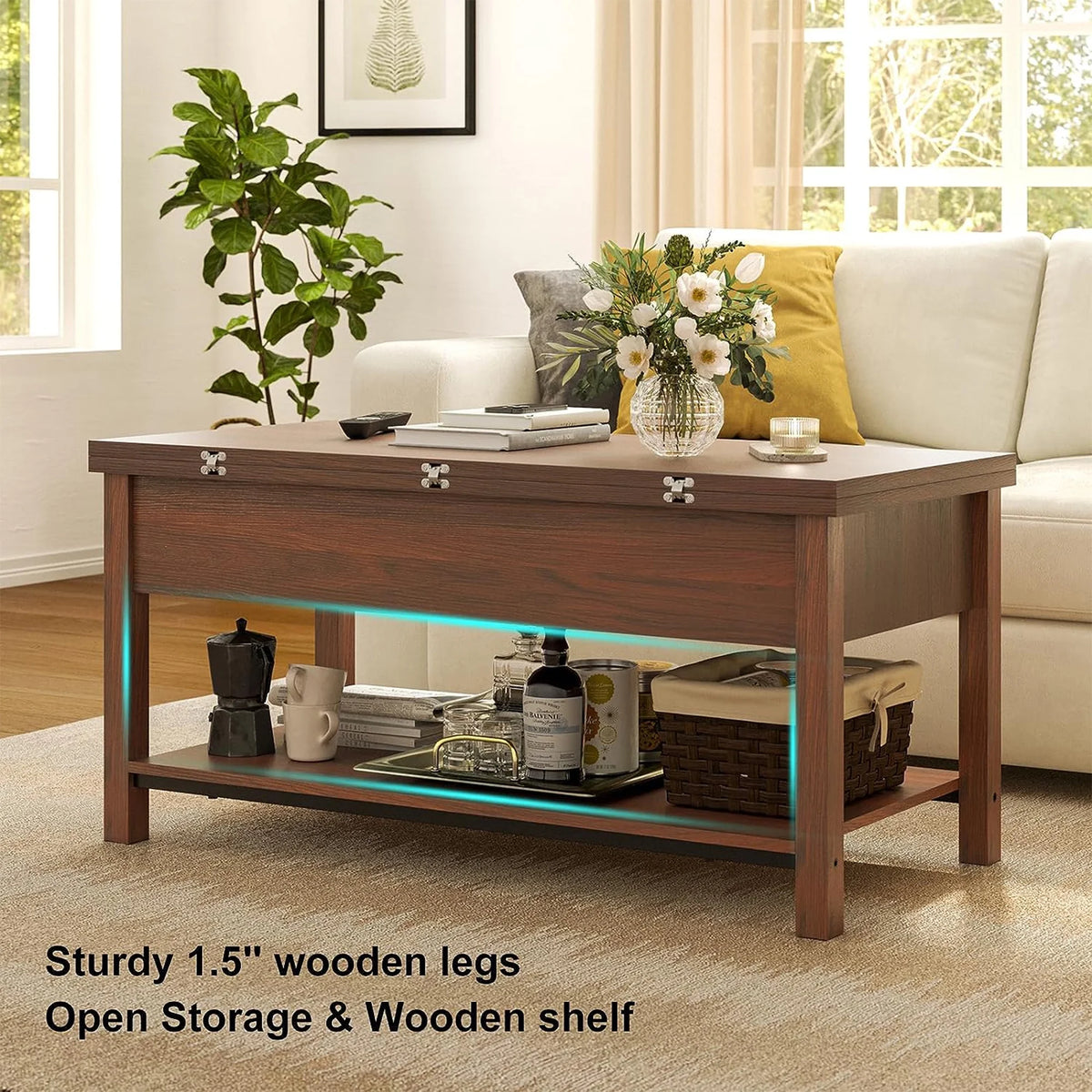 4-in-1 Lift Top Convertible Coffee Table with Storage B807