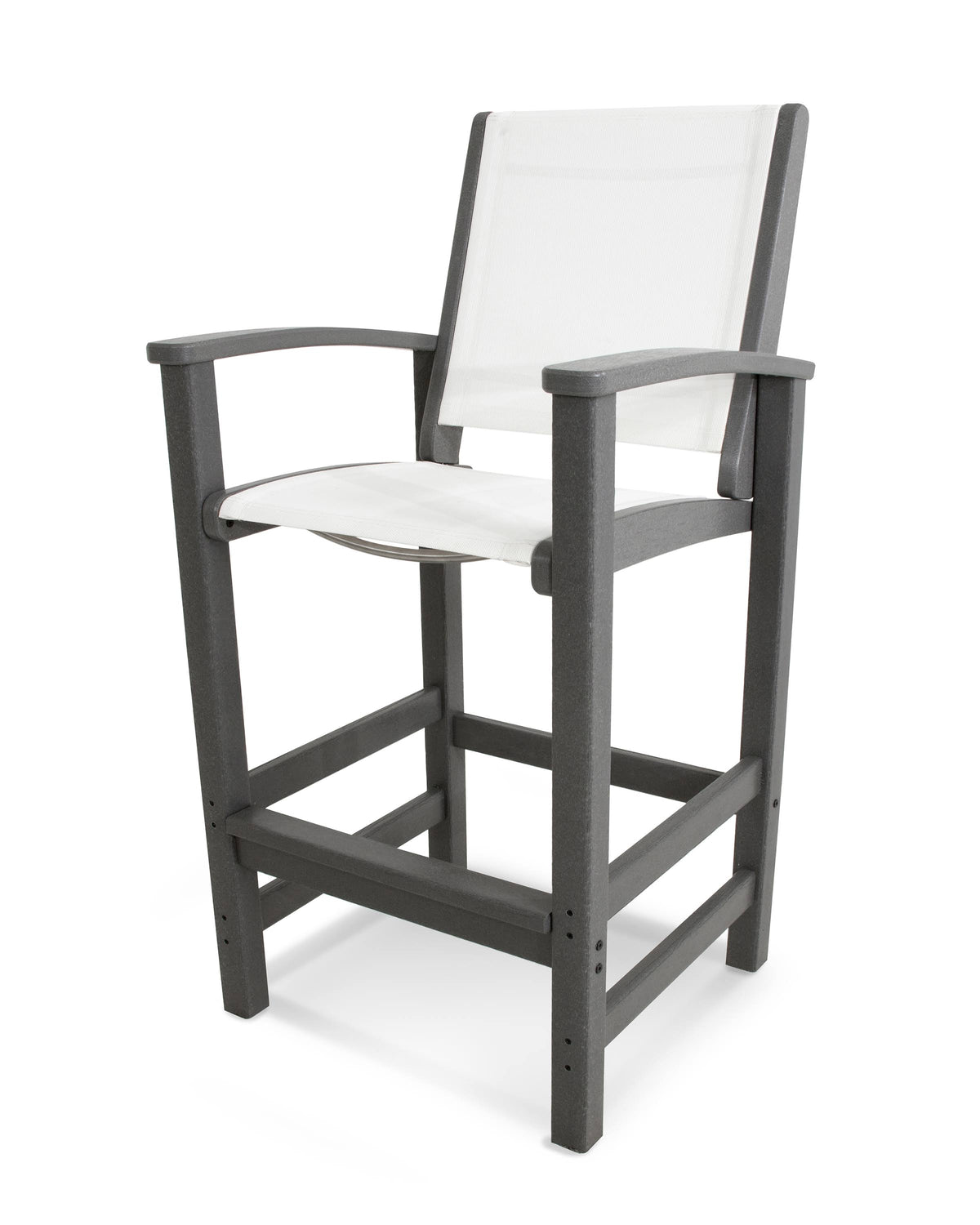 Slate Grey White Sling Bar Chair Q11505