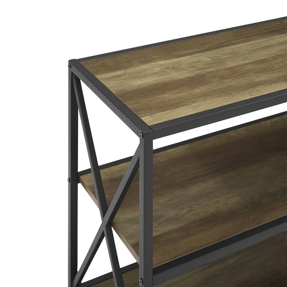 Rustic Oak / Black Metal X-Frame Bookshelf C738172