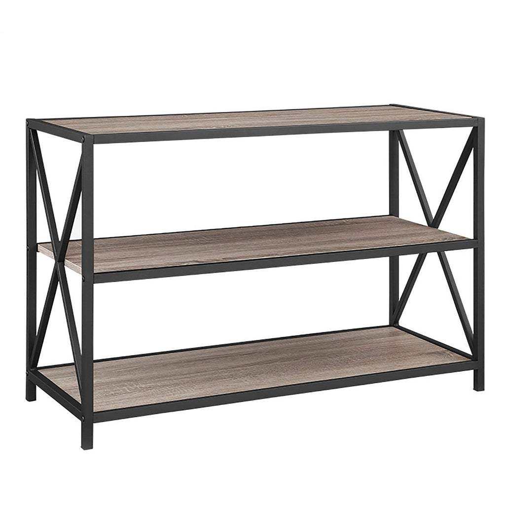 Rustic Oak / Black Metal X-Frame Bookshelf C738172