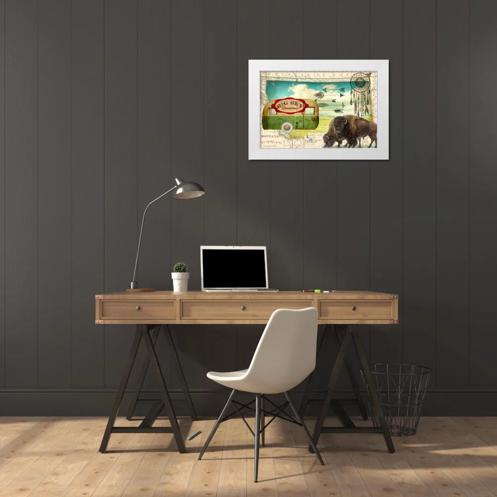 White Modern Wood Framed Art Print R3807