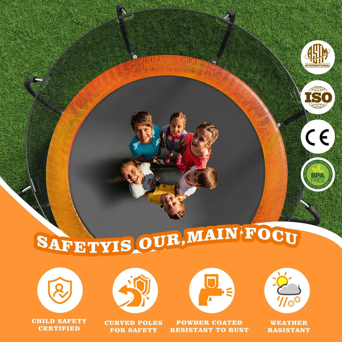 12FT Outdoor Kids Trampoline with Basketball Hoop & Enclosure X6150