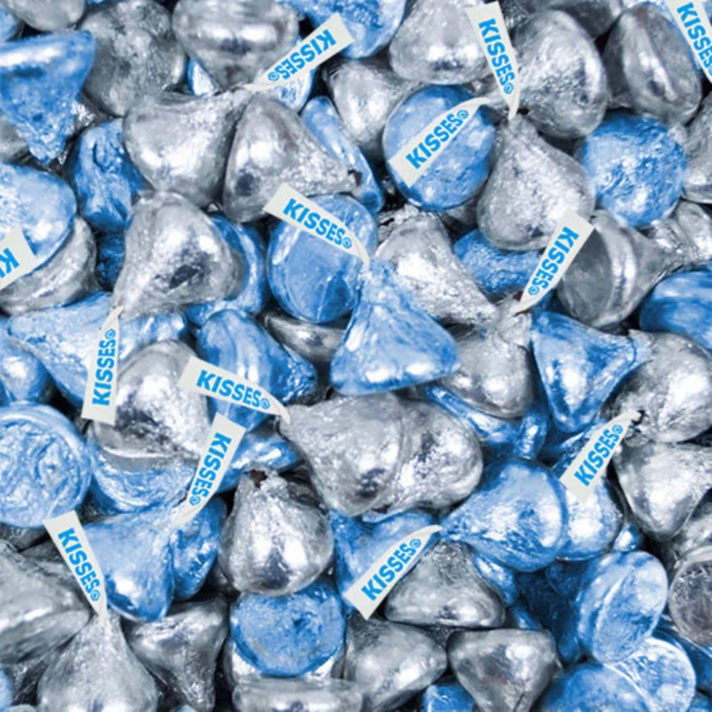 2 lb Light Blue & Silver Hershey's Kisses Candy L2942