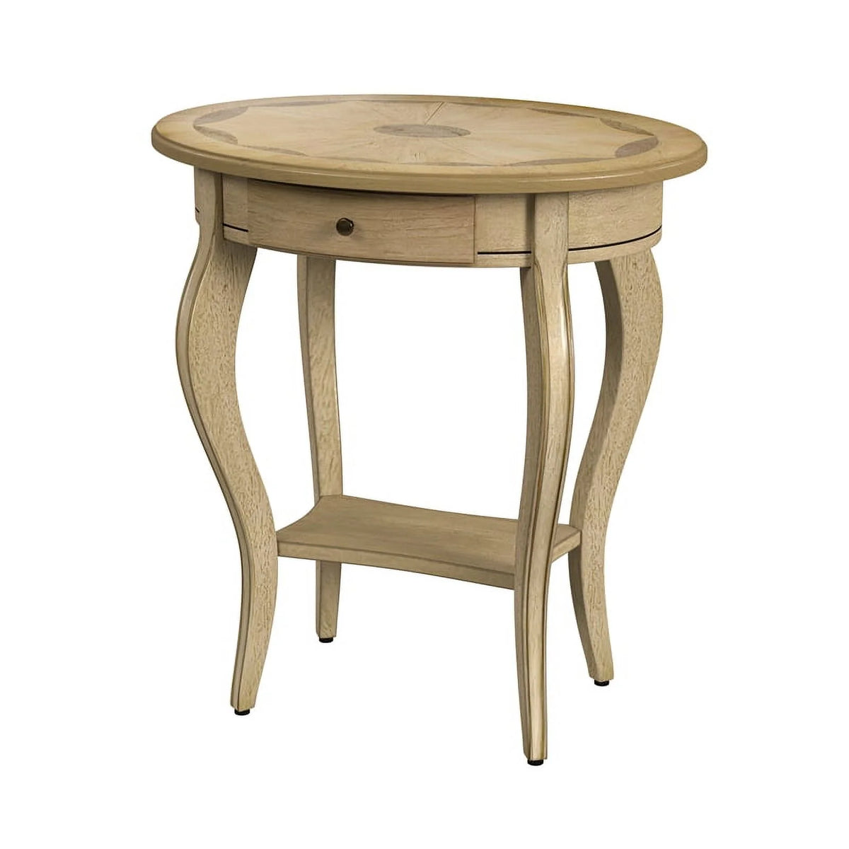 Oval Wood Accent Table in Antique Beige Set of 2 A395761