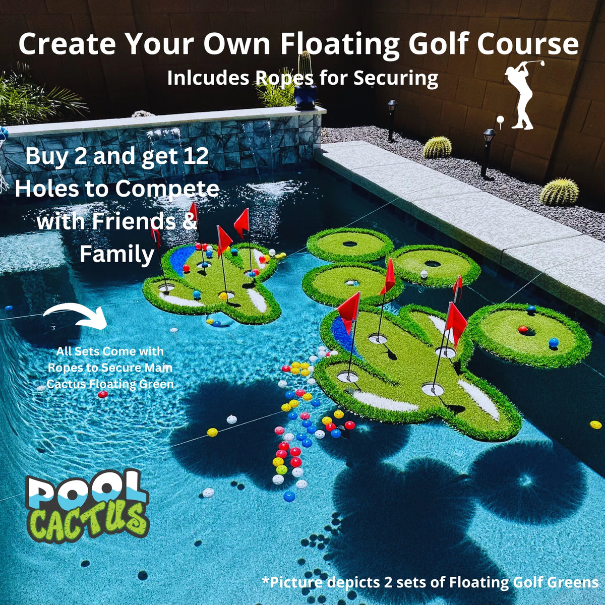 Floating Golf Green with 60 Multi Colored Floating Golf Balls E582991