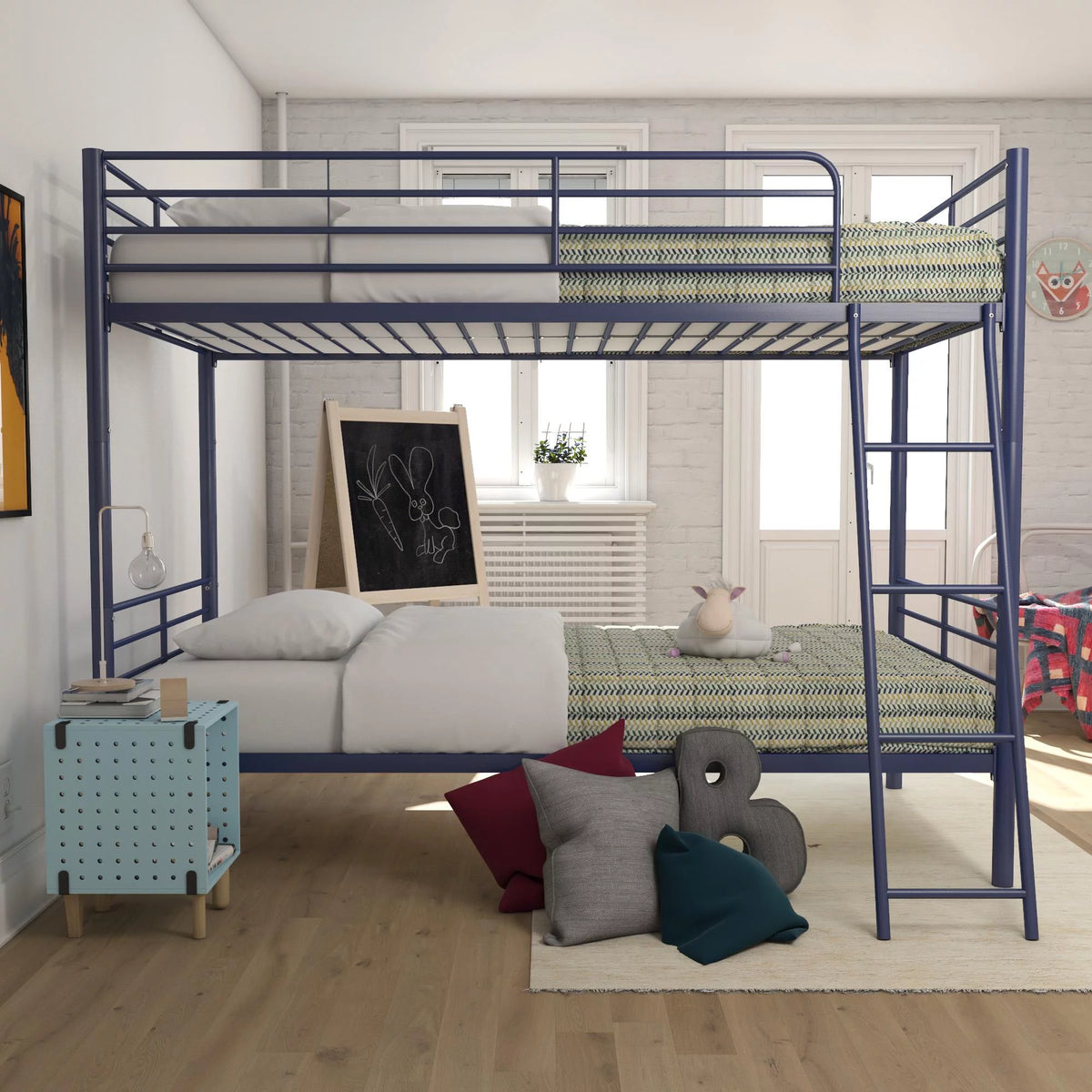 Blue Twin over Twin Metal Bunk Bed F641033
