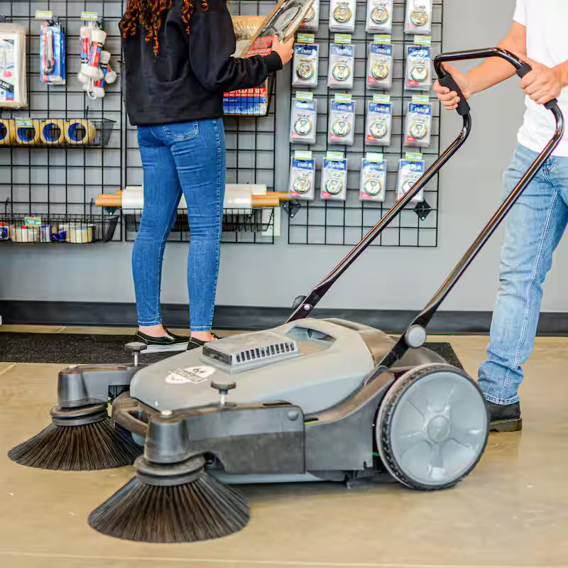 38 in. Walk Behind Push Sweeper with Triple Power Brooms T39789