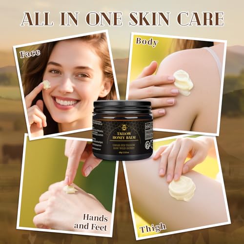 Organic Grass-Fed Beef Tallow Balm with Raw Wild Honey (120g) R927