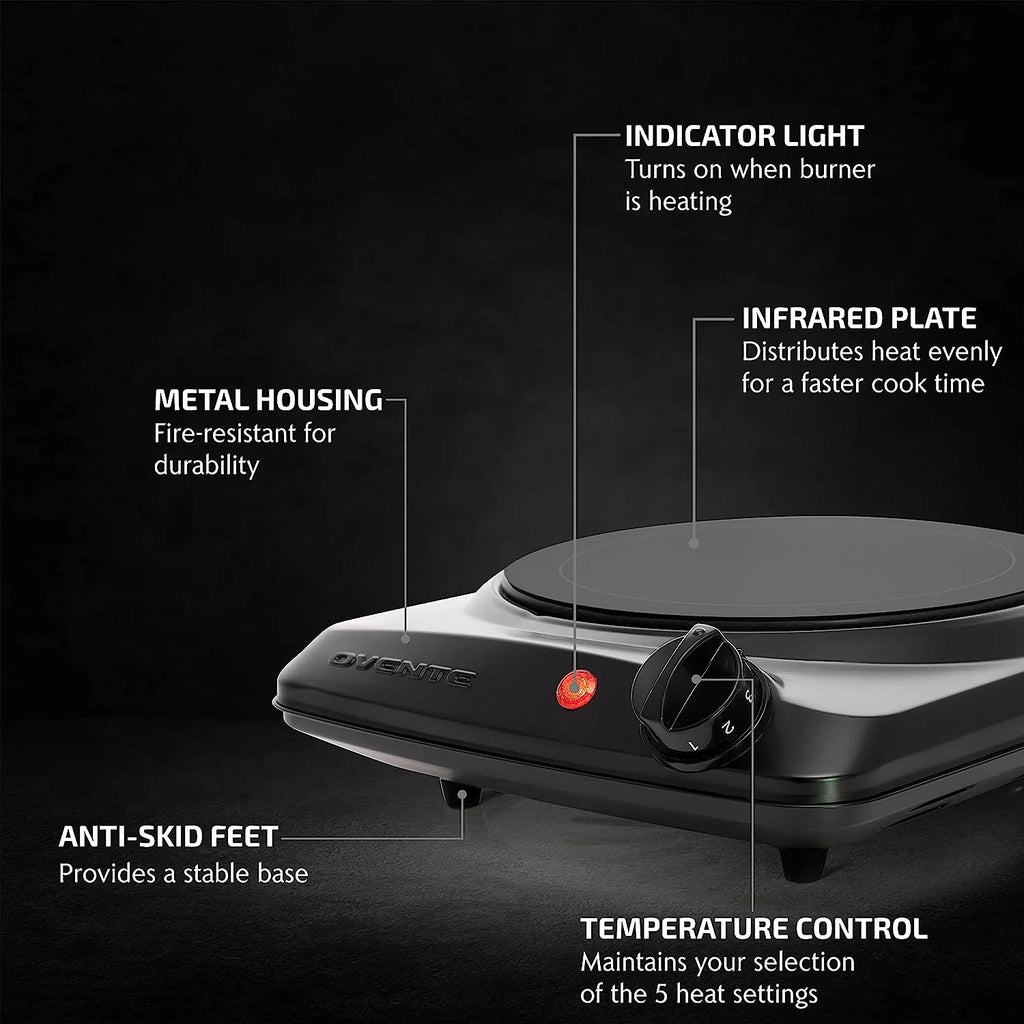 Black Infrared Single Burner Electric Hot Plate B547