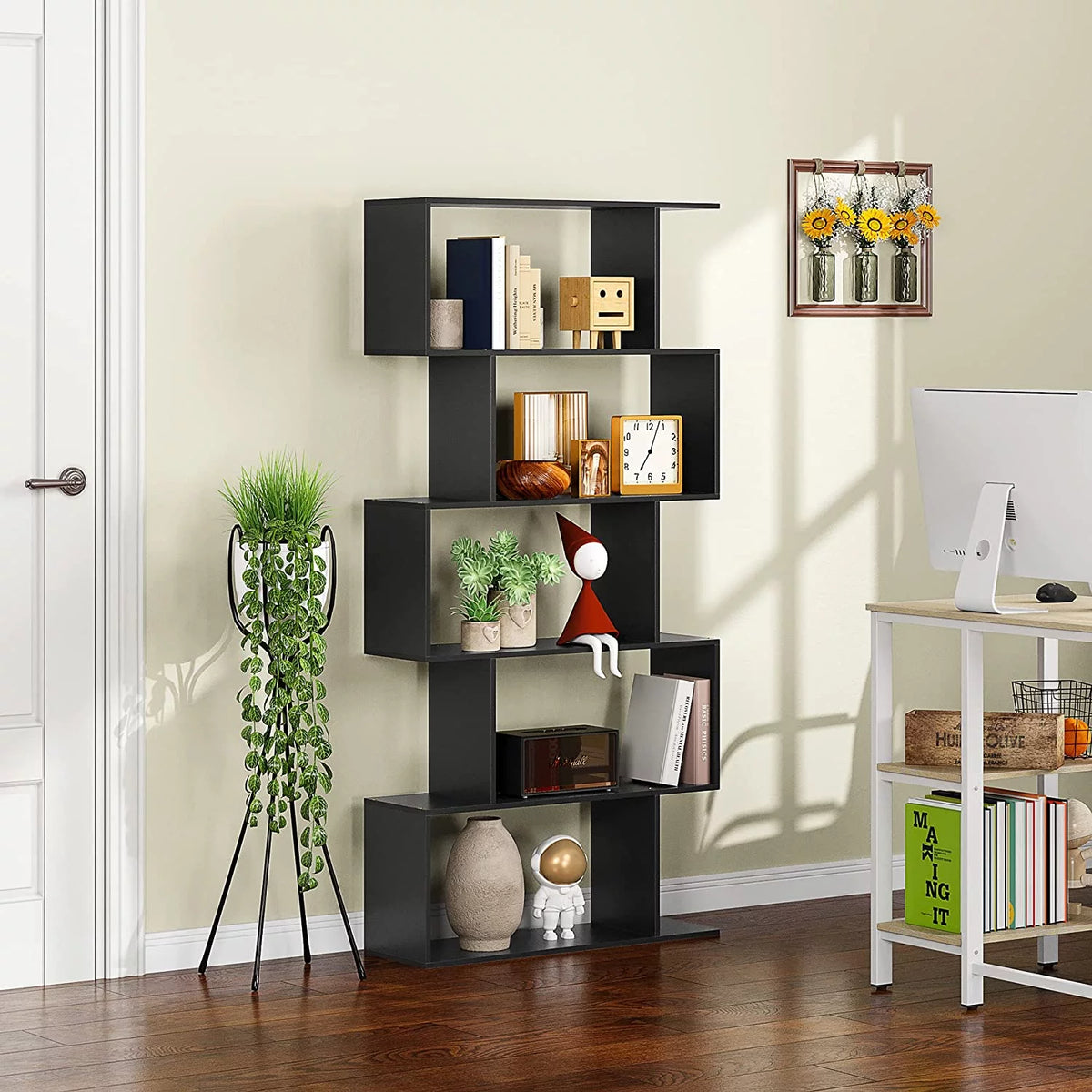 5-Tier Black Bookcase A8307