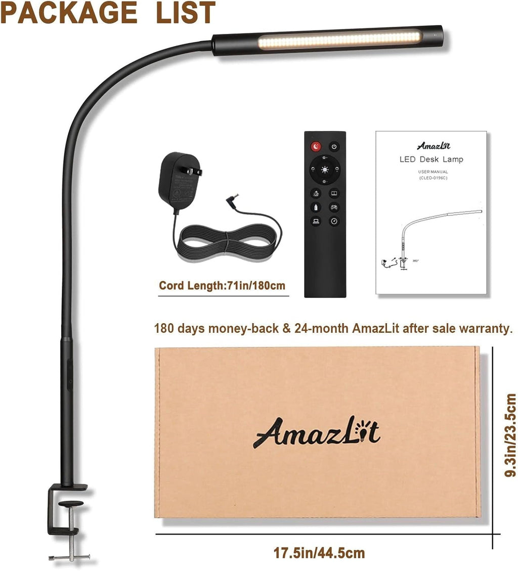 Black Swing Arm LED Desk Lamp with Remote Control W628