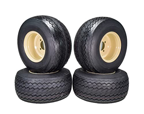 Set of 4 18x8.5-8 Beige Golf Cart Wheels and Tires Combo C432