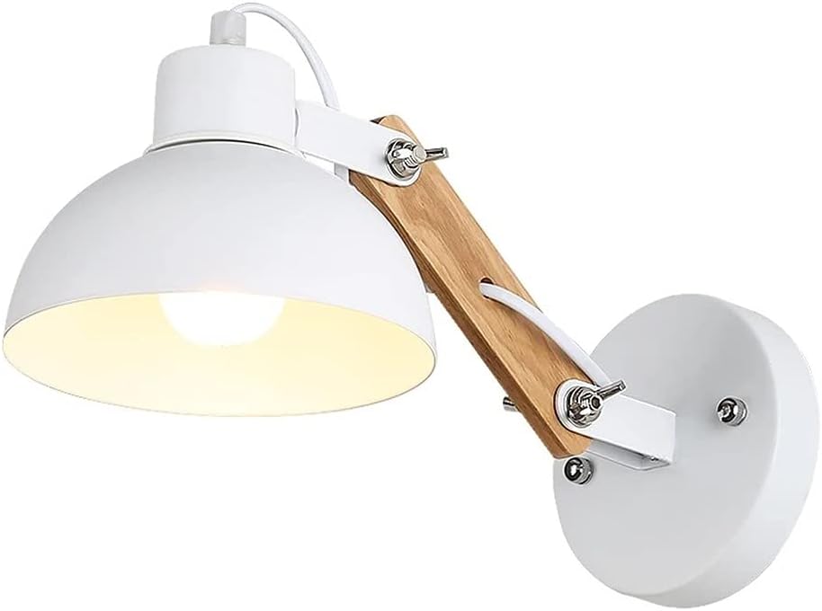 Solid Wood Metal Wall Lamp White C4871