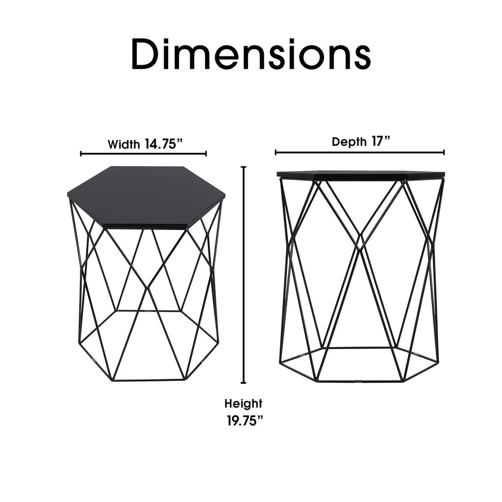 Geometric Side Table in Midnight Black I308