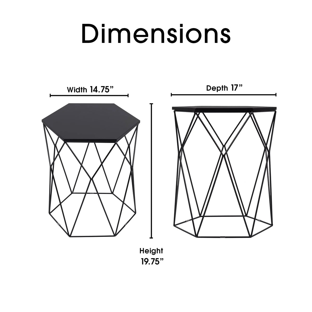 Geometric Side Table in Midnight Black I308
