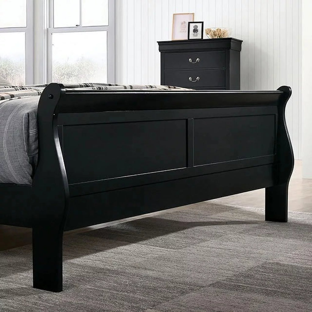 Black Eastern King Size Solidwood Sleigh Bed C7067