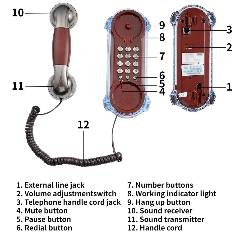 Vintage Wall-Mounted Telephone with Blue Indicator T194254