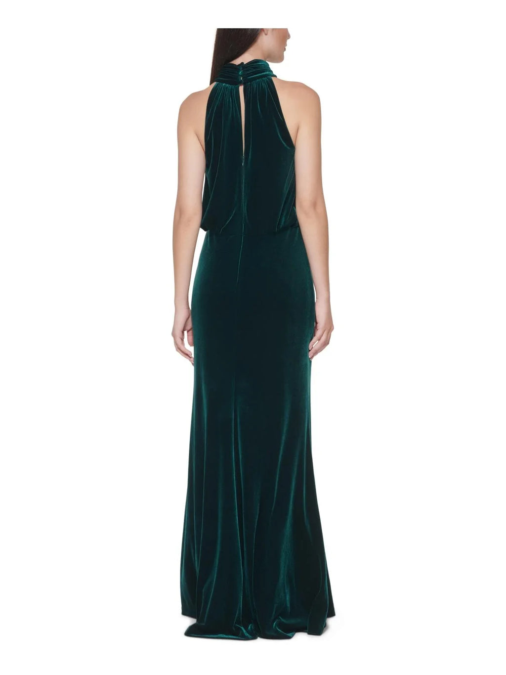 Velvet Mock Neck Evening Dress V6404